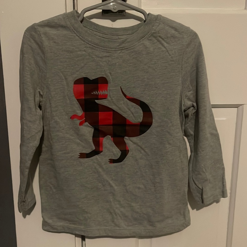 Cat & Jack Buffalo plaid dino tee